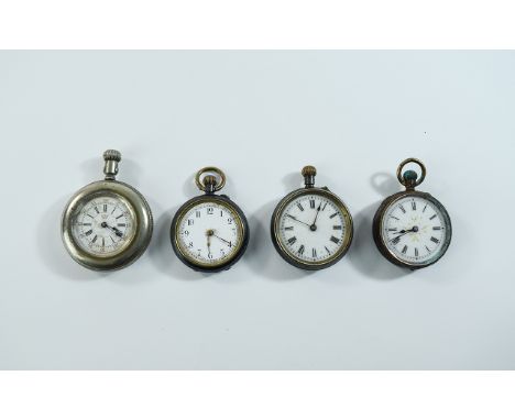 4 Vintage Small Metal Pocket Watches AF