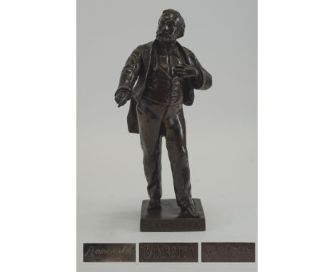 Ernest Rancoulet Signed Bronze Sculpture of Leon Gambetta - French Statesman with Foundry Marks. c.1870 - 1915. The Figure Ra