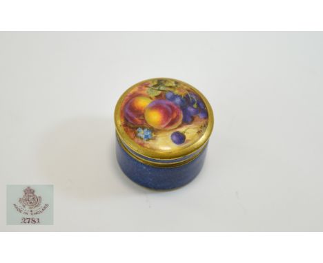 A Royal Worcester Made In England Hand Painted Patch Pot. 1.3/8 Diameter x 1 Inches Deep. c.1925. 