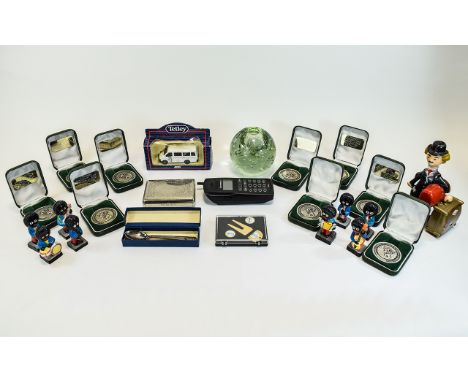 Mixed Lot Of Collectibles To Include 8 Robertsons Figures With Instruments, Roman Juguettes Chaplin Toy, White Metal Cigarett