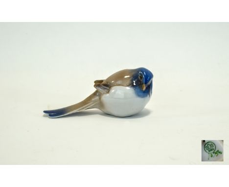 Small glazed Ceramic Bird Marked B&G to base, cream white and taupe glaze. 