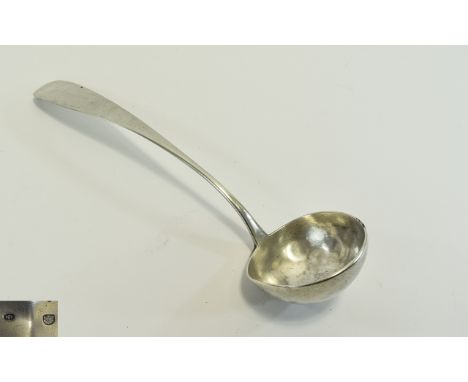 19thC Austrian Silver Ladle Plain Form,  Hallmarked For Prague 1847 .812 Silver AM, Length 13", Weight 225 grammes