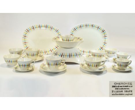 Cherokee Midwinter ( 26 ) Assorted Pieces, Fashion Shape. Designed by Jessie Tait. c.1957. Chip to one Cup. 