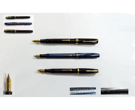 A Collection of Top Quality Vintage Fountain Pens. Comprises 1/ Watermans - Fountain Pen, with Ideal 14ct Gold Nib, Made for 