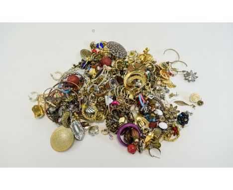 Bag Containing A Quantity Of Vintage Earrings To Include Studs, Clip On, Screw Back, Pairs And Single To Sort, Good Mixed Lot