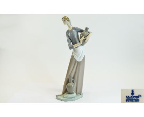 Lladro Porcelain Tall Figurine ' Girl with Jugs ' Model No 4875. Sculpture Fulgencio Garcia. Issued 1987 - 1985. Height 12.75