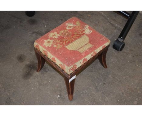 Small tapestry covered footstool