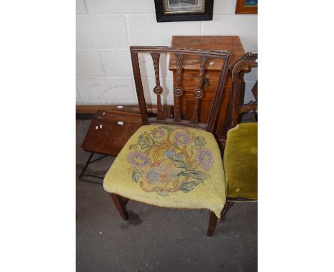 19th century mahogany dining chair with floral tapestry seat