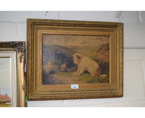 Oleograph of terriers