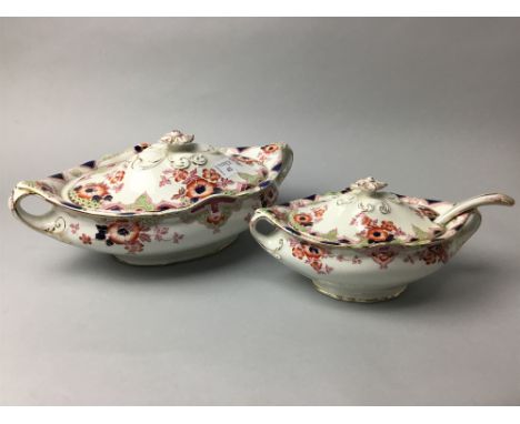 COLLECTION OF HOLLINSHEAD & KIRKHAM UNICORN POTTERY TUREENS, comprising two large lidded tureens and two small lidded tureens