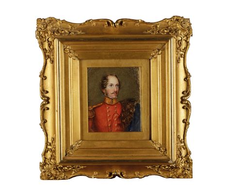 VERNER FAMILY: A PORTRAIT OF WILLIAM J VERNER IN DRESS UNIFORM painted by his sister Alicia, 12.5cm x 10cm 