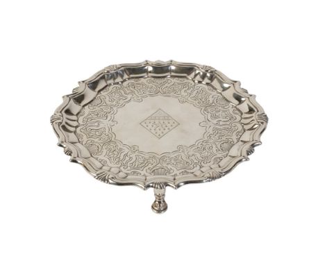 GEORGE II SILVER WAITER, by Robert Abercromby, London, 1740, circular form, moulded border, the centre engraved with a lozeng