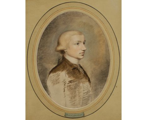 ATTRIBUTED TO DANIEL GARDNER (c. 1750-1805) A portrait of a young man, half length in profile, possibly a self-portrait, wate