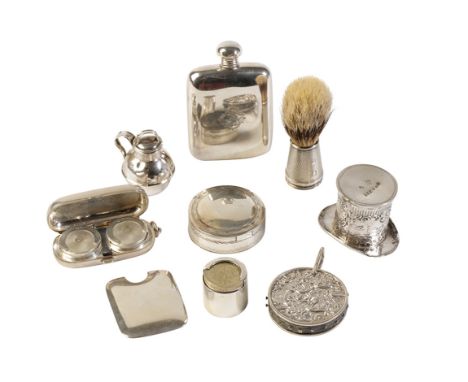 COLLECTION OF SILVER VERTU, comprising a George III silver patch box, a double section sovereign case, single sovereign holde