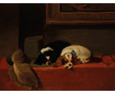 AFTER SIR EDWIN LANDSEER (1802-1873) 'King Charles Spaniels (The Cavalier's Pets), oil on canvas, 34cm x 44.5cm; together wit