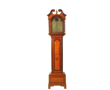GEORGE III OAK LONGCASE CLOCK, the 30cm brass dial with date and seconds wheels, inscribed " John Hubbard Louth", the arched 