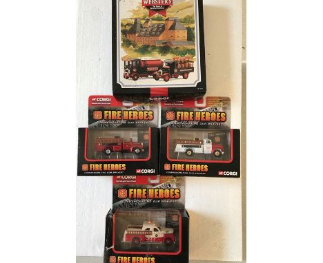 Corgi toys to include 3 x Fire Heroes and a Websters 97747, all in excellent unused condition. 