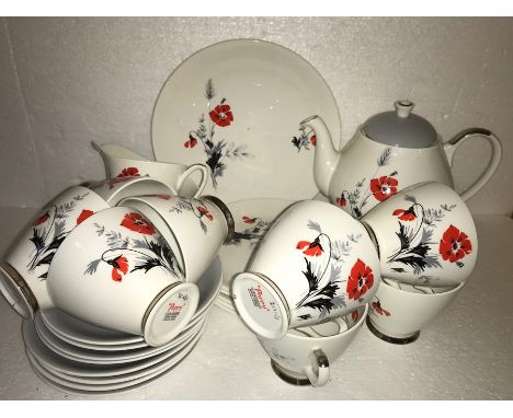Vintage tea service, poppy pattern Windsor bone china in good condition. 