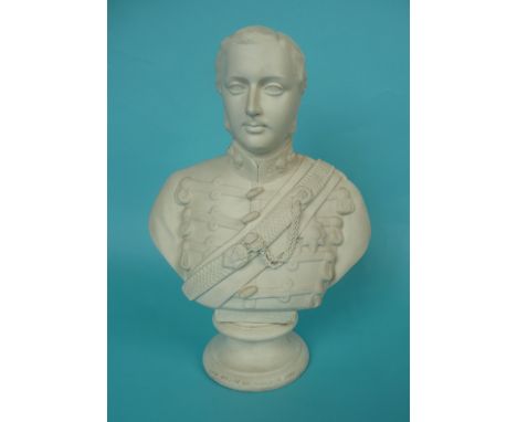 1864 Albert Edward: a named white parian portrait bust on dated socle base inscribed for the ‘Art Union of London’, 377mm.* S