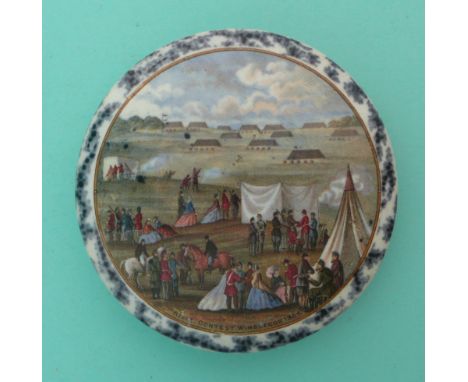 Rifle Contest Wimbledon (224) black mottled border. (potlid, pot lid, Prattware, Staffordshire).
