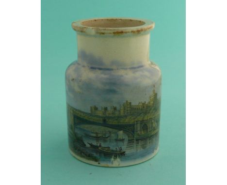 Windsor Castle, Hill & Ledger (96C) rim and foot chipped.(potlid, pot lid, Prattware, Staffordshire).