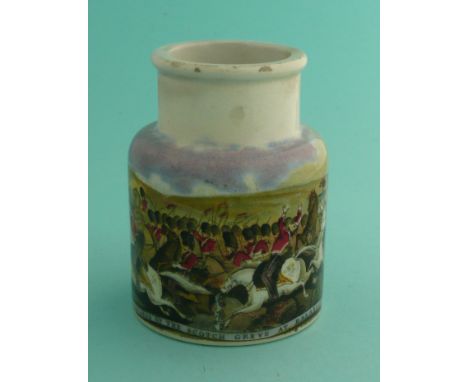 Meat Paste Jars: Charge of the Scots Greys at Balaklava (76) rim restored. (potlid, pot lid, Prattware, Staffordshire).