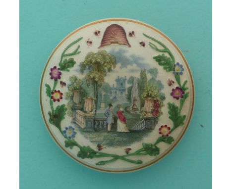 The Garden Terrace (115).* Ex Mortimer collection, lot 142C.(potlid, pot lid, Prattware, Staffordshire).
