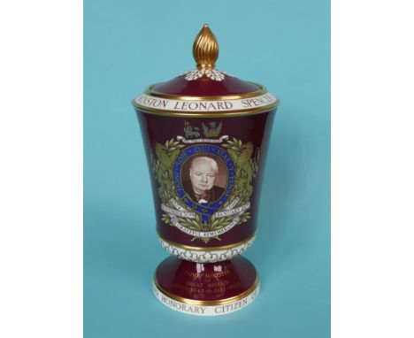 1965 Winston Churchill in Memoriam: a Spode for Goode urn and cover, numbered 69 of 125, 355mm (2). (commemorative, commemora
