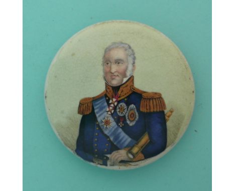 Admiral Sir Charles Napier (167A) medium.(potlid, pot lid, Prattware, Staffordshire).