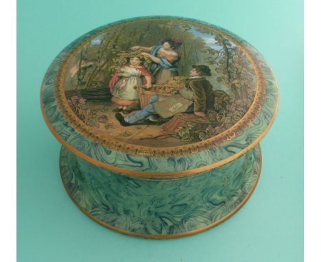 The Hop Queen (414) extra large with malachite border and flange, gilt decoration, complete with matching base (2).* Ex Smith