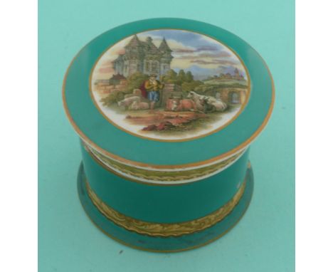 Medieval Mansion (374) green border complete with matching base (2).* Ex Lewington collection, lot 440.(potlid, pot lid, Prat