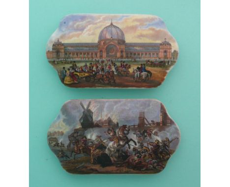 Alexandra Palace (200) and War after Wouvermann (212) (2).(potlid, pot lid, Prattware, Staffordshire).