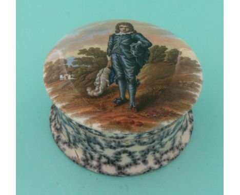 The Blue Boy (174) black mottled flange complete with matching base (2)&nbsp;* An early example the reverse with stilt marks.