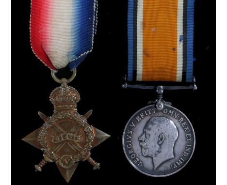 First World War pair of medals, 1914-15 Star, 1914-1918 British War Medal (3793 PTE. J. E. BOWLER. NOTTS &amp; DERBY R) recor