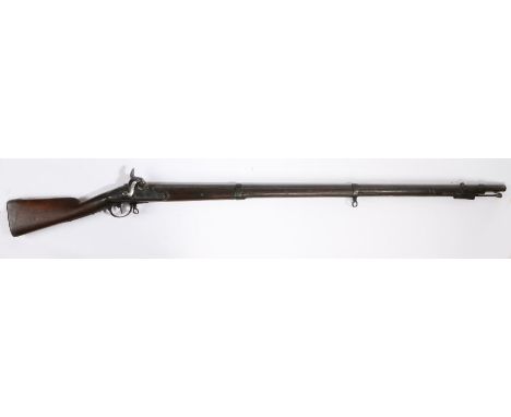 Swiss Model 1842 Percussion Musket, Swiss proof marks and inspection marks to top of barrel with stamped number '248', steel 