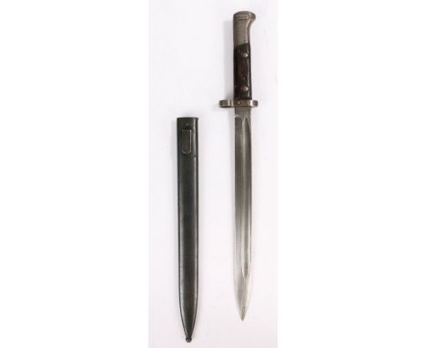 Czechoslovakian VZ–24 Knife Bayonet, stamped CSZ over H to ricasso, held in steel scabbard stamped E3/lion/48 tgf on stud