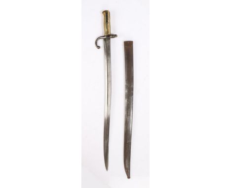 French Second Empire period 1866 Pattern Chassepot Bayonet made at the Impériale de Tulle Arsenal, maker mark and date Januar