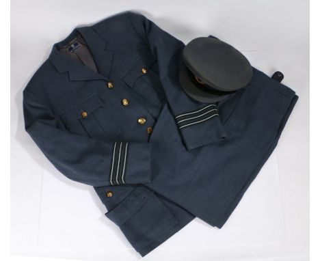 Post 1952 Royal Air Force Officers service dress uniform jacket and trousers, Wing Commanders rank insignia to cuffs, Queens 
