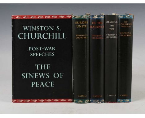 CHURCHILL, Winston S. Post-War Speeches. London: Cassell, 1948-1961. 5 vols., first editions, 8vo (215 x 136mm.) (Toning, pen