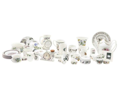 A quantity of Portmeirion Botanic Gardens tea and kitchenware, etc., to include a clock, rolling pin, mantel clock, large jug