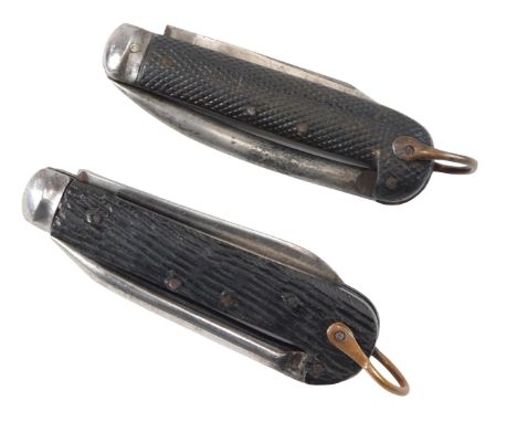 A large pre-WWII British Army pocket knife, with two blades and a Marlan spike, maker Bird &amp; Co, and another similar pre-