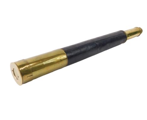 An early 20thC brass two drawer telescope, with lens cover, no makers name, 50cm long. (AF)