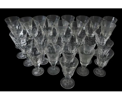 A part suite of cut glasses, including tumblers, red wine, white wine and champagne.
