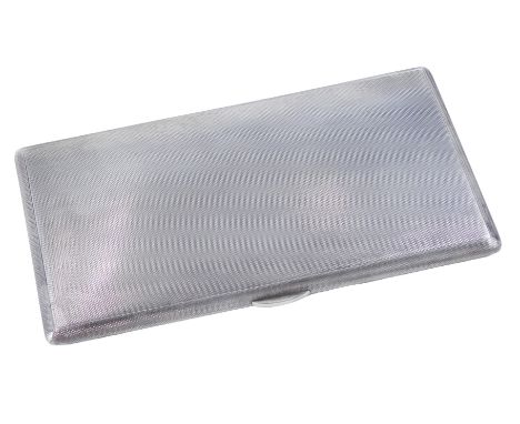 A George VI engine turned rectangular cigarette case, Sheffield 1947, 7.5oz, 15cm wide.