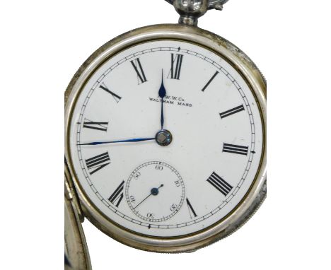 A Victorian gentleman's silver cased pocket watch, open face, key wind, circular enamel dial, bearing Roman numerals, subsidi