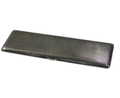 A narrow George V silver cigarette case, with engine turned decoration, Birmingham 1933, 3.86oz. 