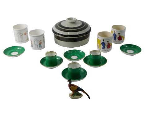 A part tea service, with simulated shagreen decoration, retailed by Thomas Goode, a Beswick pheasant, and an Arabia tureen an