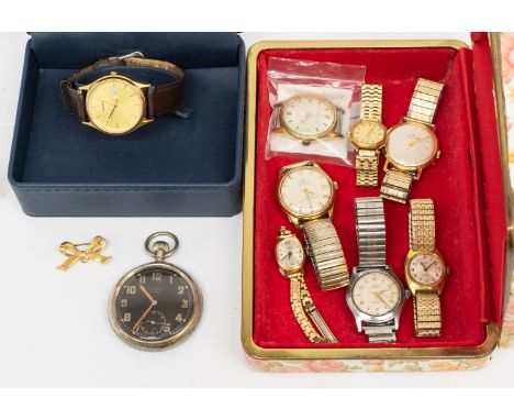 A WWII Cortebert Extra British Officer's Military Pocket Watch Black Explorer and a selection of Automatic and Quartz Watches