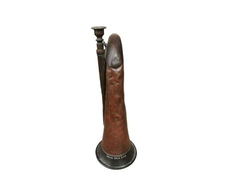 A White Star Line copper bugle Circa 1900 with seamed join, loop attachment to the rear and mouth piece. Stamped and engraved
