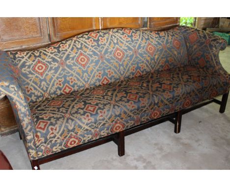 Wooden framed sofa bench with William Morris inspired upholstery.